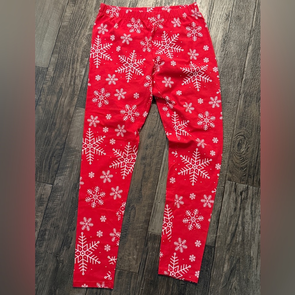 Red Snowflake Print Leggings